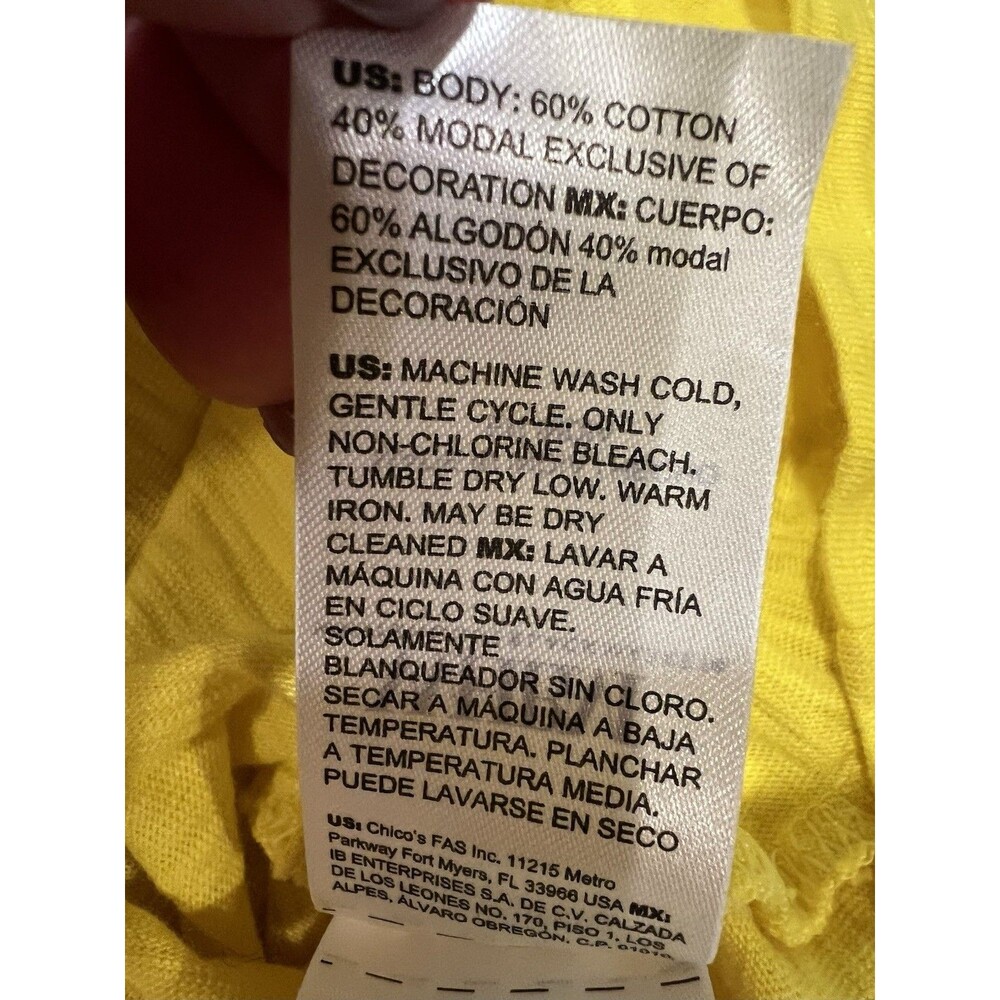 White House Black Market Go Getter Ruffle Sleeve Tee Top Yellow Women's Medium - Picture 7 of 7